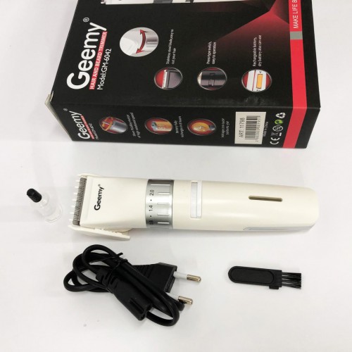 Акумуляторна машинка для стрижки волосся Gemei GM-6042, підстригальна машинка. Колір: білий