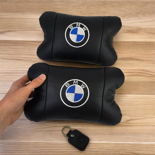 Авто подушки 2шт — набір BMW з натуральної шкіри, на підголівник у машину, Автомобільна подушка БМВ