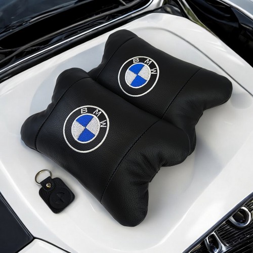 Авто подушки 2шт — набір BMW з натуральної шкіри, на підголівник у машину, Автомобільна подушка БМВ