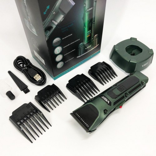 Акумуляторна бездротова машинка для стрижки волосся VGR V-696 з LED дисплеєм та ТУРБО режимом