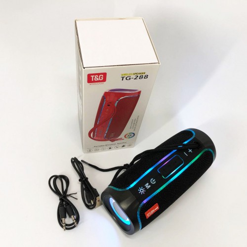 Портативна колонка Bluetooth з LED підсвічуванням TG288, акумуляторна колонка для музики. Колір: чорний