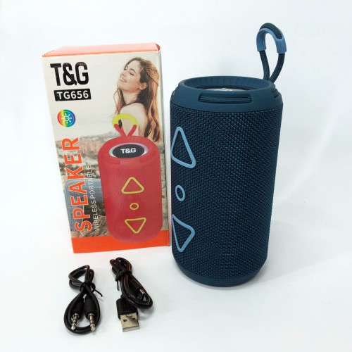 Bluetooth колонка портативна TG656 FM-радіо, потужна переносна акустична колонка. Колір: синій