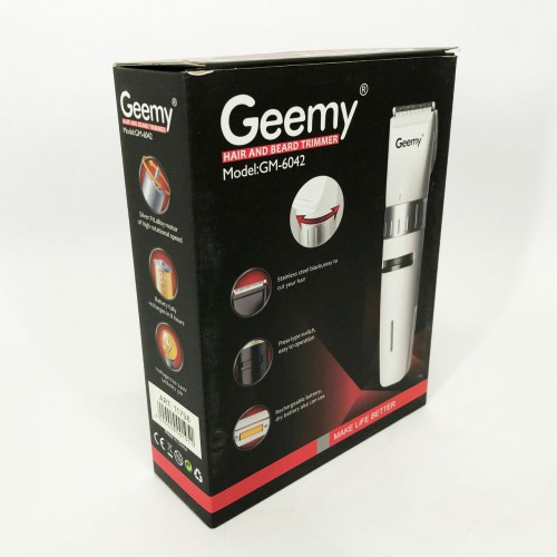 Акумуляторна машинка для стрижки волосся Gemei GM-6042, підстригальна машинка. Колір: білий