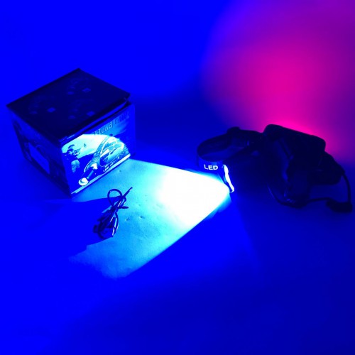 Ліхтар налобний PLD-T115-2PM10-TG (white+blue), Ліхтар акумуляторний для риболовлі, водонепроникний