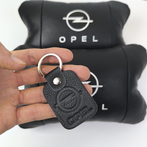 Набір автомобільних подушок 2шт для Opel, натуральна шкіра, стильні чорні підголівники Опель для авто