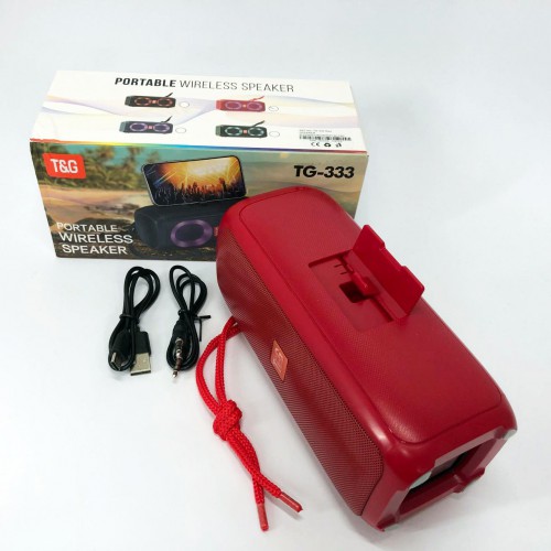 Портативна колонка TG333 2x5W з RGB підсвічуванням, бездротова колонка портативна потужна. Колір: червоний