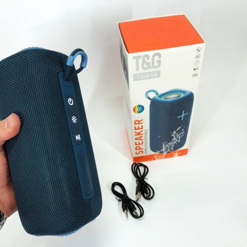 Портативна колонка Bluetooth TG654 8W з підсвічуванням, Акумуляторна колонка для музики. Колір: синій