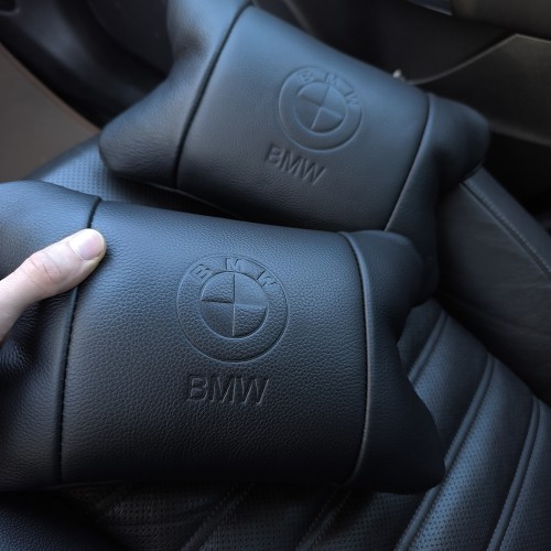 Преміальний набір автоподушок BMW із натуральної шкіри – подушки + брелок