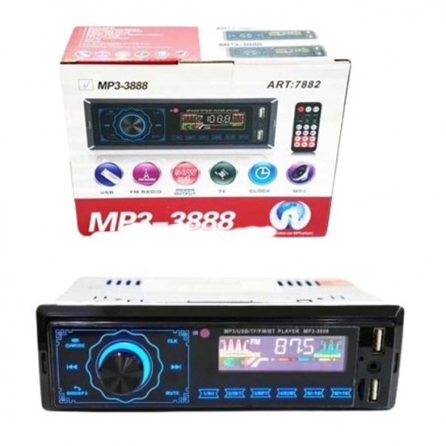 Автомагнітола MP3 3888 ISO 1DIN FM тюнер 4х50W сенсорний дисплей чорний, Bluetooth bluetooth магнітола