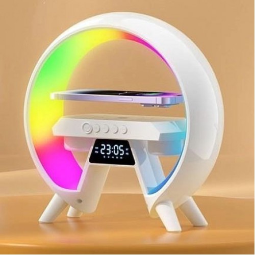 LED Лампа нічник з бездротовою зарядкою та Bluetooth динаміком G-Lite XM-X63, Годинник хамелеон з будильник