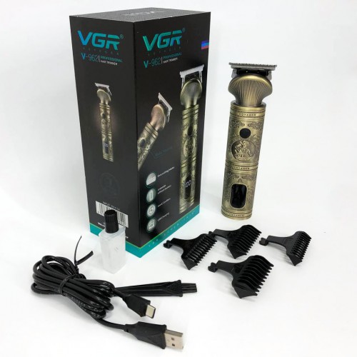 Акумуляторна машинка для стрижки волосся VGR V-962 тример для бороди та вусів з насадками 1-7 мм
