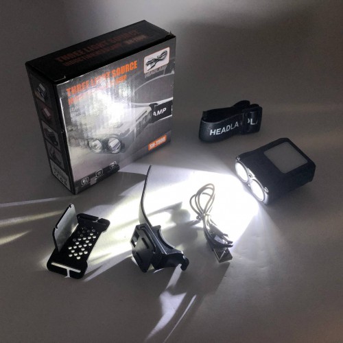 Ліхтар налобний SH-T808-2XPE-20SMD-white/red з датчиком руху, потужний налобний ліхтар для риболовлі