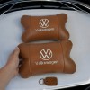 Набір подушок 2шт для автомобіля Volkswagen, з натуральної коричневої шкіри. Подушки на підголовник