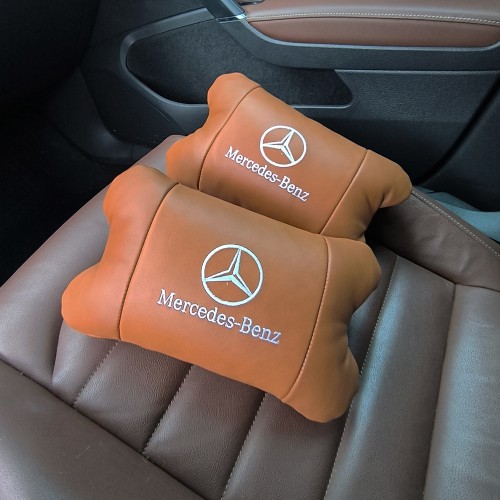 Комплект 2шт для підголівника Mercedes-Benz, виготовлених з натуральної коричневої шкіри. Комфорт в авто