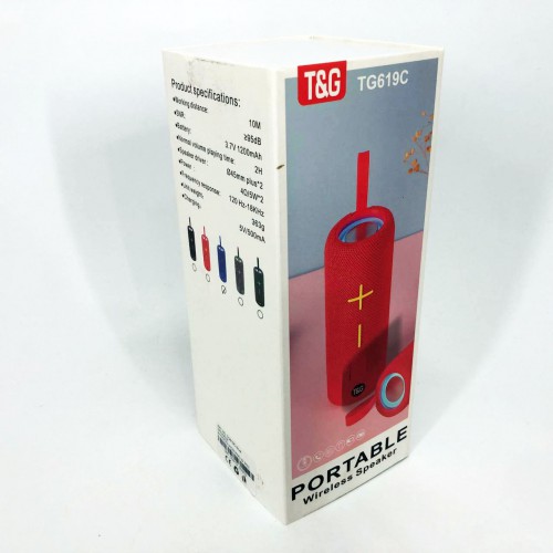 Портативна Bluetooth колонка TG619C FM-радіо USB/TF з ремінцем, блютуз колонка з підсвічуванням. Колір: синій