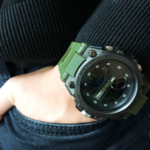 Годинник наручний чоловічий SKMEI 2031AG ARMY GREEN, годинник тактичний протиударний. Колір: зелений