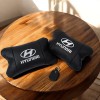 Набір подушок для авто Hyundai 2шт, натуральна шкіра, чорний колір, комфортні підголовники в автомобіль