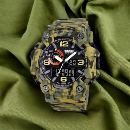 Годинник наручний чоловічий SKMEI 1520CMGN CAMO GREEN, годинник військовий чоловічий, для військовослужбовців. Колір: камуфляж