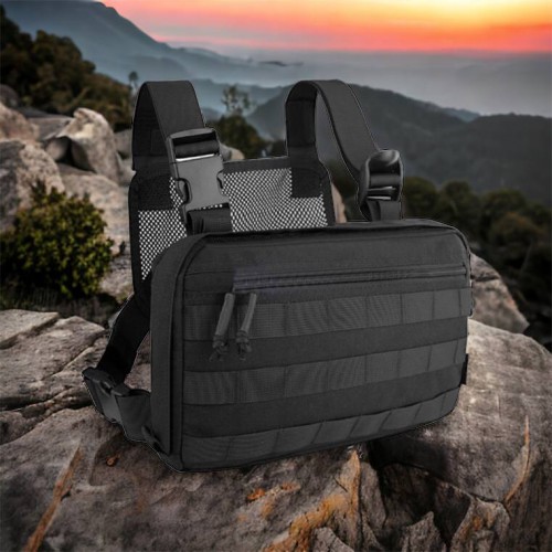 Тактична нагрудна сумка з Cordura 1000D, розгрузка чоловіча чорна