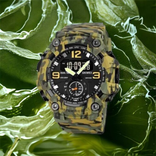Годинник наручний чоловічий SKMEI 1965CMGN CAMO GREEN, військовий чоловічий наручний годинник зелений. Колір: камуфляж