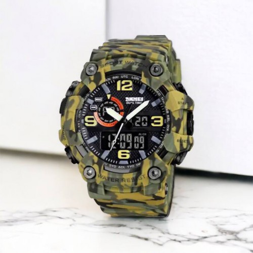 Годинник наручний чоловічий SKMEI 1520CMGN CAMO GREEN, годинник військовий чоловічий, для військовослужбовців. Колір: камуфляж