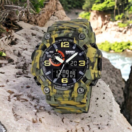 Годинник наручний чоловічий SKMEI 1520CMGN CAMO GREEN, годинник військовий чоловічий, для військовослужбовців. Колір: камуфляж