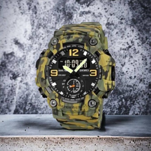 Годинник наручний чоловічий SKMEI 1965CMGN CAMO GREEN, військовий чоловічий наручний годинник зелений. Колір: камуфляж