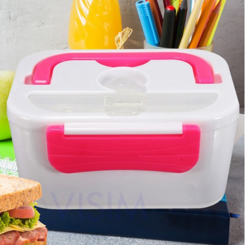 Ланч бокс електричний із підігрівом Lunch Heater 220 V Pro, ланч бокс від мережі. Колір: рожевий