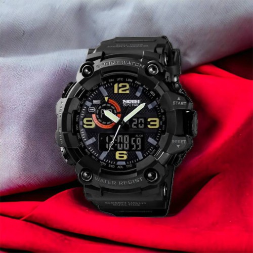 Годинник наручний чоловічий SKMEI 1520BK BLACK, армійський годинник протиударний. Колір: чорний