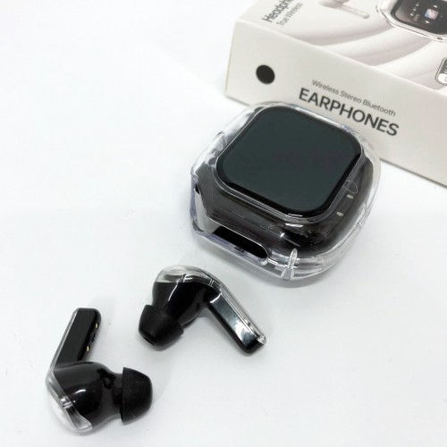 Бездротові вакуумні навушники TWS з дисплеєм LED, вологозахист IPx4 Bluetooth 5.4 з кейсом. Колір: чорний
