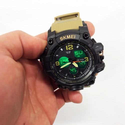 Годинник наручний чоловічий SKMEI 1155BKH KHAKI, водостійкий тактичний годинник, армійський годинник. Колір: хакі