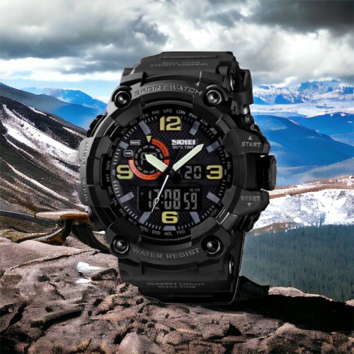 Годинник наручний чоловічий SKMEI 1520BK BLACK, армійський годинник протиударний. Колір: чорний