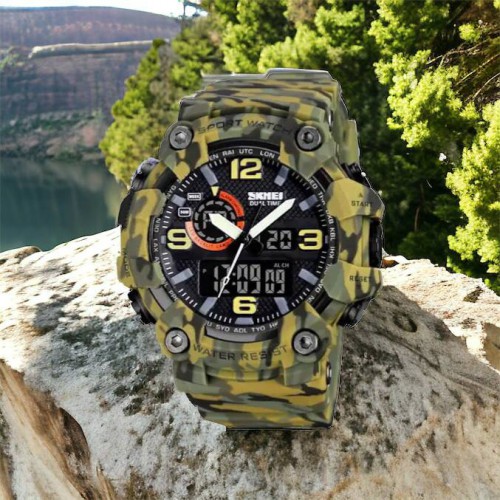 Годинник наручний чоловічий SKMEI 1520CMGN CAMO GREEN, годинник військовий чоловічий, для військовослужбовців. Колір: камуфляж