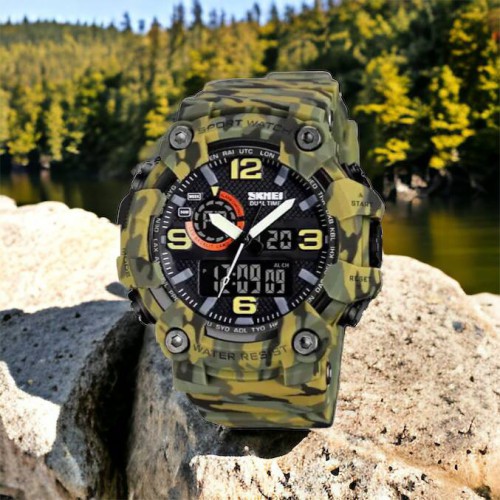 Годинник наручний чоловічий SKMEI 1520CMGN CAMO GREEN, годинник військовий чоловічий, для військовослужбовців. Колір: камуфляж