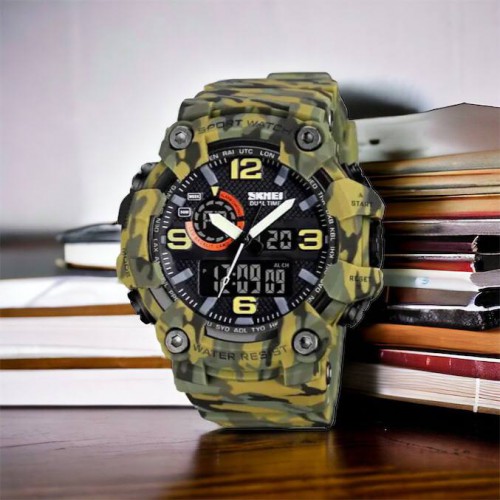 Годинник наручний чоловічий SKMEI 1520CMGN CAMO GREEN, годинник військовий чоловічий, для військовослужбовців. Колір: камуфляж