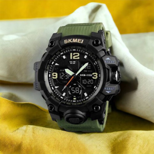 Годинник наручний чоловічий SKMEI 1155BAG, годинник тактичний протиударний, армійський годинник. Колір: зелений