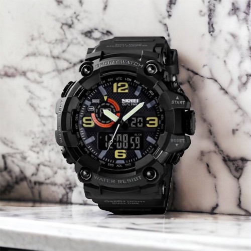 Годинник наручний чоловічий SKMEI 1520BK BLACK, армійський годинник протиударний. Колір: чорний