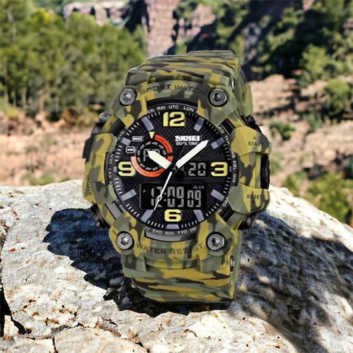 Годинник наручний чоловічий SKMEI 1520CMGN CAMO GREEN, годинник військовий чоловічий, для військовослужбовців. Колір: камуфляж