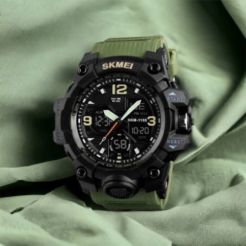Годинник наручний чоловічий SKMEI 1155BAG, годинник тактичний протиударний, армійський годинник. Колір: зелений