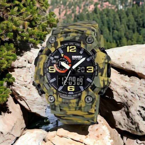 Годинник наручний чоловічий SKMEI 1520CMGN CAMO GREEN, годинник військовий чоловічий, для військовослужбовців. Колір: камуфляж