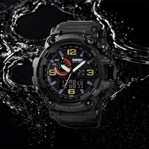 Годинник наручний чоловічий SKMEI 1520BK BLACK, армійський годинник протиударний. Колір: чорний