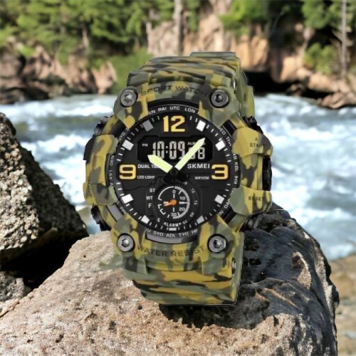 Годинник наручний чоловічий SKMEI 1965CMGN CAMO GREEN, військовий чоловічий наручний годинник зелений. Колір: камуфляж