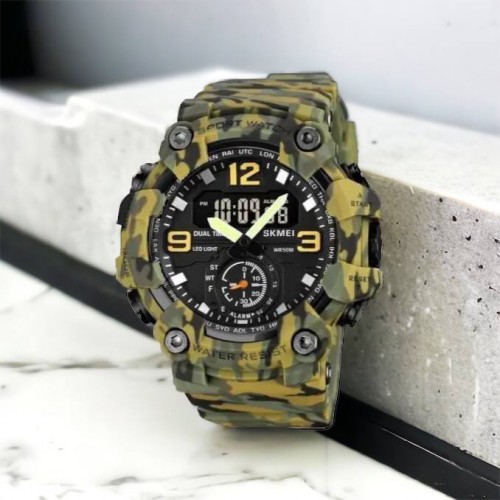 Годинник наручний чоловічий SKMEI 1965CMGN CAMO GREEN, військовий чоловічий наручний годинник зелений. Колір: камуфляж