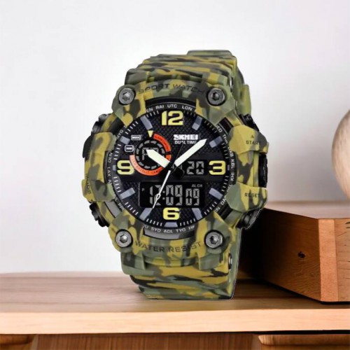 Годинник наручний чоловічий SKMEI 1520CMGN CAMO GREEN, годинник військовий чоловічий, для військовослужбовців. Колір: камуфляж