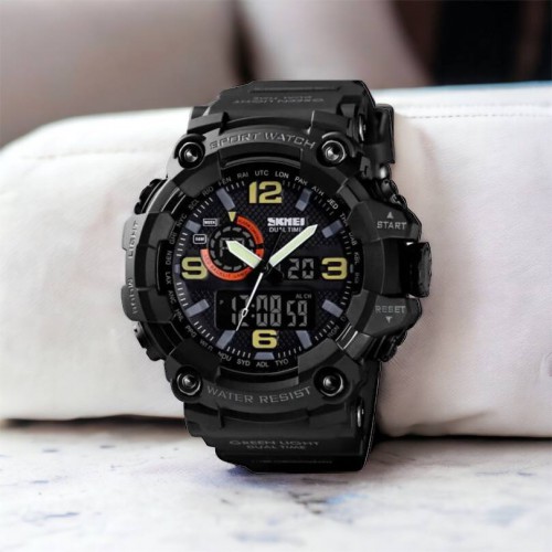 Годинник наручний чоловічий SKMEI 1520BK BLACK, армійський годинник протиударний. Колір: чорний