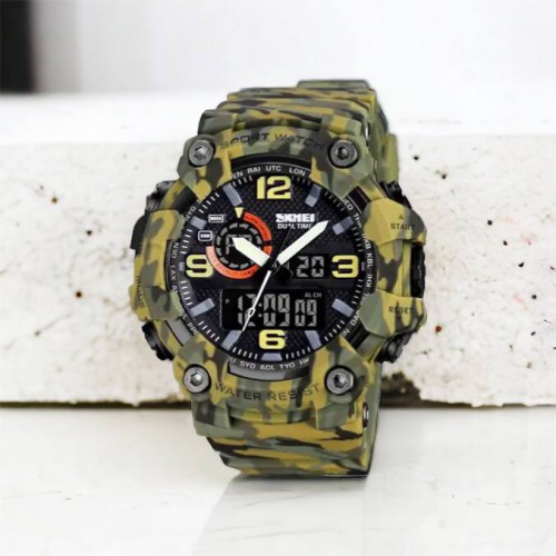 Годинник наручний чоловічий SKMEI 1520CMGN CAMO GREEN, годинник військовий чоловічий, для військовослужбовців. Колір: камуфляж