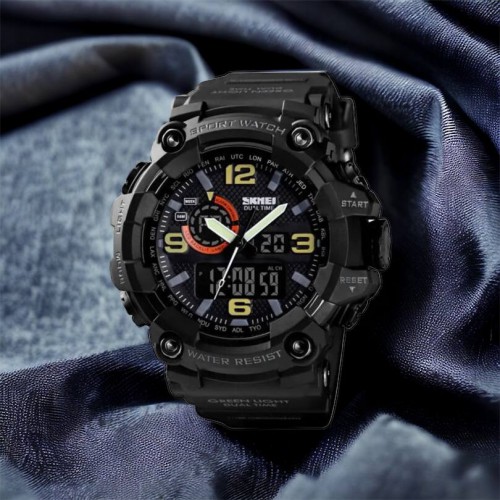 Годинник наручний чоловічий SKMEI 1520BK BLACK, армійський годинник протиударний. Колір: чорний