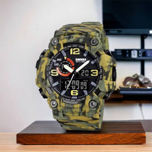 Годинник наручний чоловічий SKMEI 1520CMGN CAMO GREEN, годинник військовий чоловічий, для військовослужбовців. Колір: камуфляж