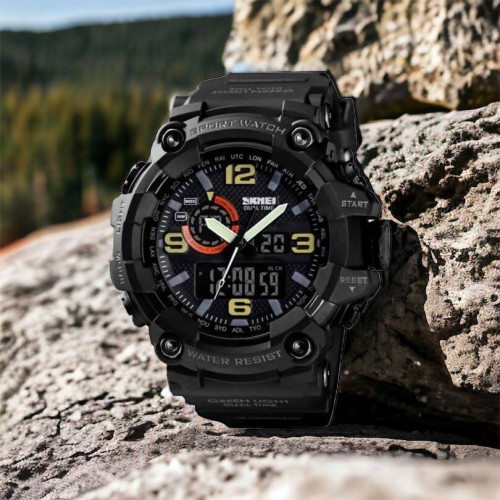 Годинник наручний чоловічий SKMEI 1520BK BLACK, армійський годинник протиударний. Колір: чорний