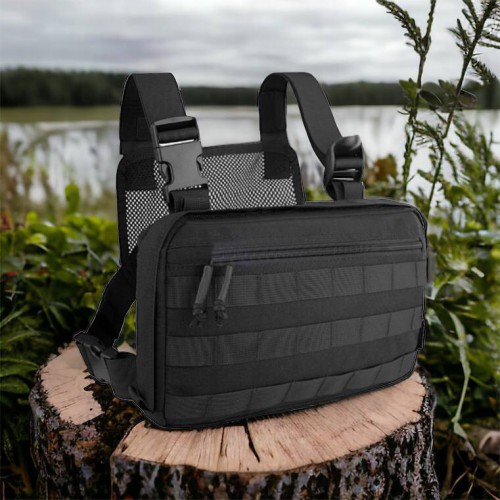Тактична нагрудна сумка з Cordura 1000D, розгрузка чоловіча чорна